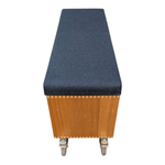 Mobile Wooden Bench with Black Cushion Top 43.75" x 15" x 24" - Pre-Owned