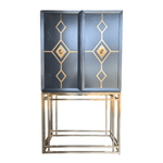 Black 2-Door Vanity Cabinet with Gold Accents | Modern Storage 36x22x64.25