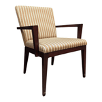 HBF Wood Framed Side Chair - Tan Striped Fabric - Pre-Owned