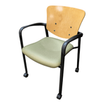 Haworth Improv Mobile Side Chair, Black Frame, maple back, green seat