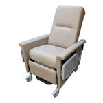Beige Champion Infusion Transport Manual Recliner with Heat & Tray Table