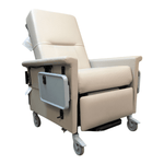 Sequin Beige Champion Extra Wide Infusion Transport Manual Recliner with 5in Casters & Heat