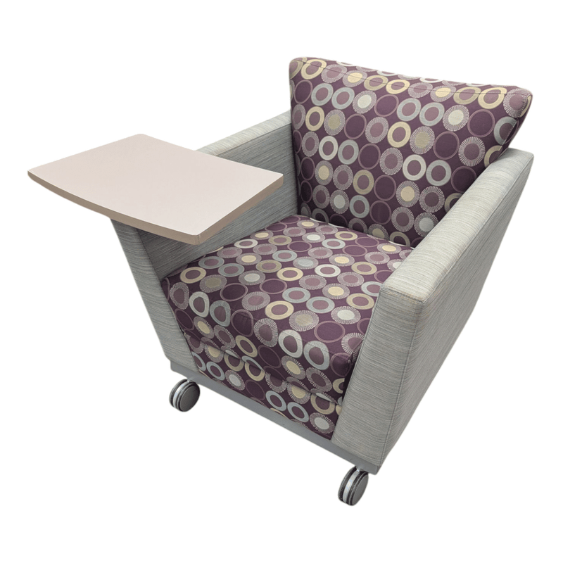 Arcadia Tablet Arm Chair with Casters – Multicolor Pattern