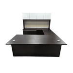 Used Lh U-shape W/ 72×24 Cred & Hutch W/frosted Glass Doors – Espresso