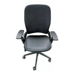 Steelcase Leap V2 - Black Leather Seat W/ Black Mesh Back