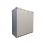 Pre-Owned 36" Grey Storage Cabinet with White Top | Office Storage Solution | Two-Tone Design