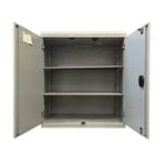 Pre-Owned 36" Grey Storage Cabinet with White Top | Office Storage Solution | Two-Tone Design