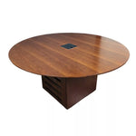 Pre-Owned Nucraft 60 inch Round Table With Square Base and Power - Premium Conference Solution