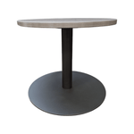 24 inch round table coastal grey with black base