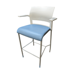 Used steelcase move stool arms blue seat white back