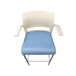 Used steelcase move stool arms blue seat white back