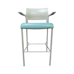 Used steelcase move stool with arms light blue fabric grey back