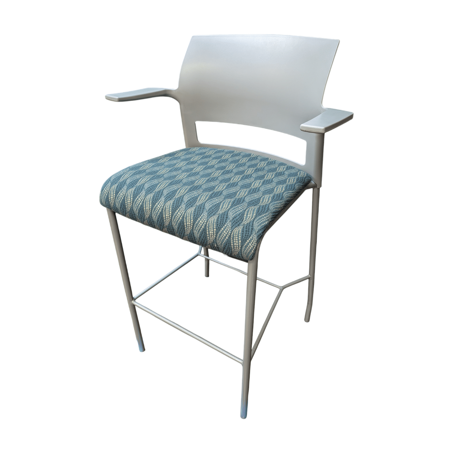 Pre-Owned Steelcase Move Stool Blue Design Fabric Grey Back – 247workspace