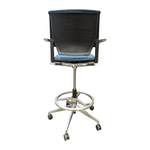 Used haworth blue fabric barstool with casters & ring kit