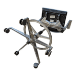 Used haworth blue fabric barstool with casters & ring kit