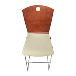 used Leland dark brown wood barstool with chrome legs