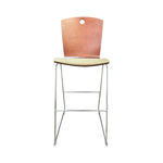 used Leland dark brown wood barstool with chrome legs