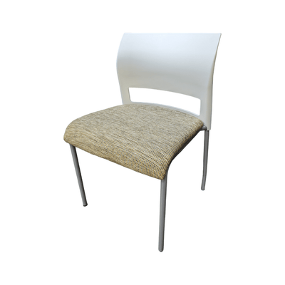 Used steelcase 490410 move cafe chair with earthtone fabric with white back