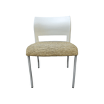 Used steelcase 490410 move cafe chair with earthtone fabric with white back
