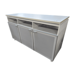 Used White Storage Cabinet with 3 Frosted Glass Doors