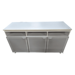 Used White Storage Cabinet with 3 Frosted Glass Doors