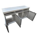Used White Storage Cabinet with 3 Frosted Glass Doors