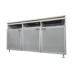 Used White Storage Cabinet with 3 Frosted Glass Doors