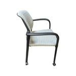 Used allsteel mobile chair with striped fabric seat black frame