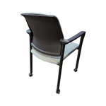Used allsteel mobile chair with striped fabric seat black frame