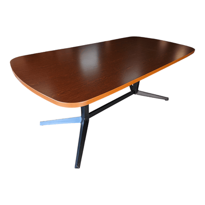KNOLL 6' WOOD CONF TABLE W/BLACK METAL BASE