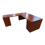 Used knoll lh l-shape desk with bbf & ff - cherry