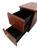 Used knoll lh l-shape desk with bbf & ff - cherry