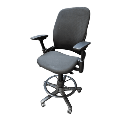 Used Steelcase Leap Stool V2 - Black Cloth Seat with Black Mesh Back