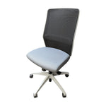 Used allsteel armless lyric task chair with dark grey cloth seat black mesh back