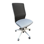 Used allsteel armless lyric task chair with dark grey cloth seat black mesh back