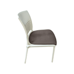 Used Ki strive poly bar height chair white with brown padded seat