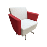 Pre-Owned National Fringe Swivel Club Chair - Red/White