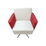 Pre-Owned National Fringe Swivel Club Chair - Red/White