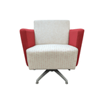 Pre-Owned National Fringe Swivel Club Chair - Red/White