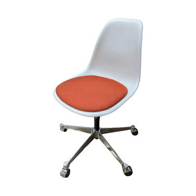 Used Herman miller eames task chair - white red orange cushion