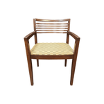 Used Kimball Studio Ricchio Guest Chair, Dark Maho Wood Frame with Tan Pattern Fabric