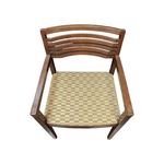 Used Kimball Studio Ricchio Guest Chair, Dark Maho Wood Frame with Tan Pattern Fabric