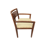 Used Kimball Studio Ricchio Guest Chair, Dark Maho Wood Frame with Tan Pattern Fabric