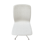 Pre-Owned OFS White Brown Armless Side Chair Chrome Base | Modern Guest Seating | Contemporary Office Furniture