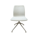 Pre-Owned OFS White Brown Armless Side Chair Chrome Base | Modern Guest Seating | Contemporary Office Furniture