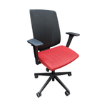 Used Knoll K Task Chair - Red Fabric Seat with Black Mesh Back