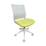 Pre-Owned Sit On It Armless Lime Green Task Chair with White Frame | Modern Office Seating | Vibrant Ergonomic Furniture