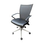 Black Haworth X99 Task chair with mesh back and leather seat.
