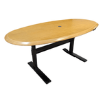 Pre-Owned Eagle Oval Maple Top Desk 6ft | Steelcase Sit-to-Stand Base | Ergonomic Office Solution