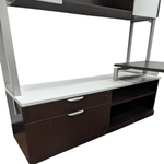 Pre-Owned Global LH U-Shape 72x30 Desk with Credenza & Overhead | White & Espresso Executive Suite